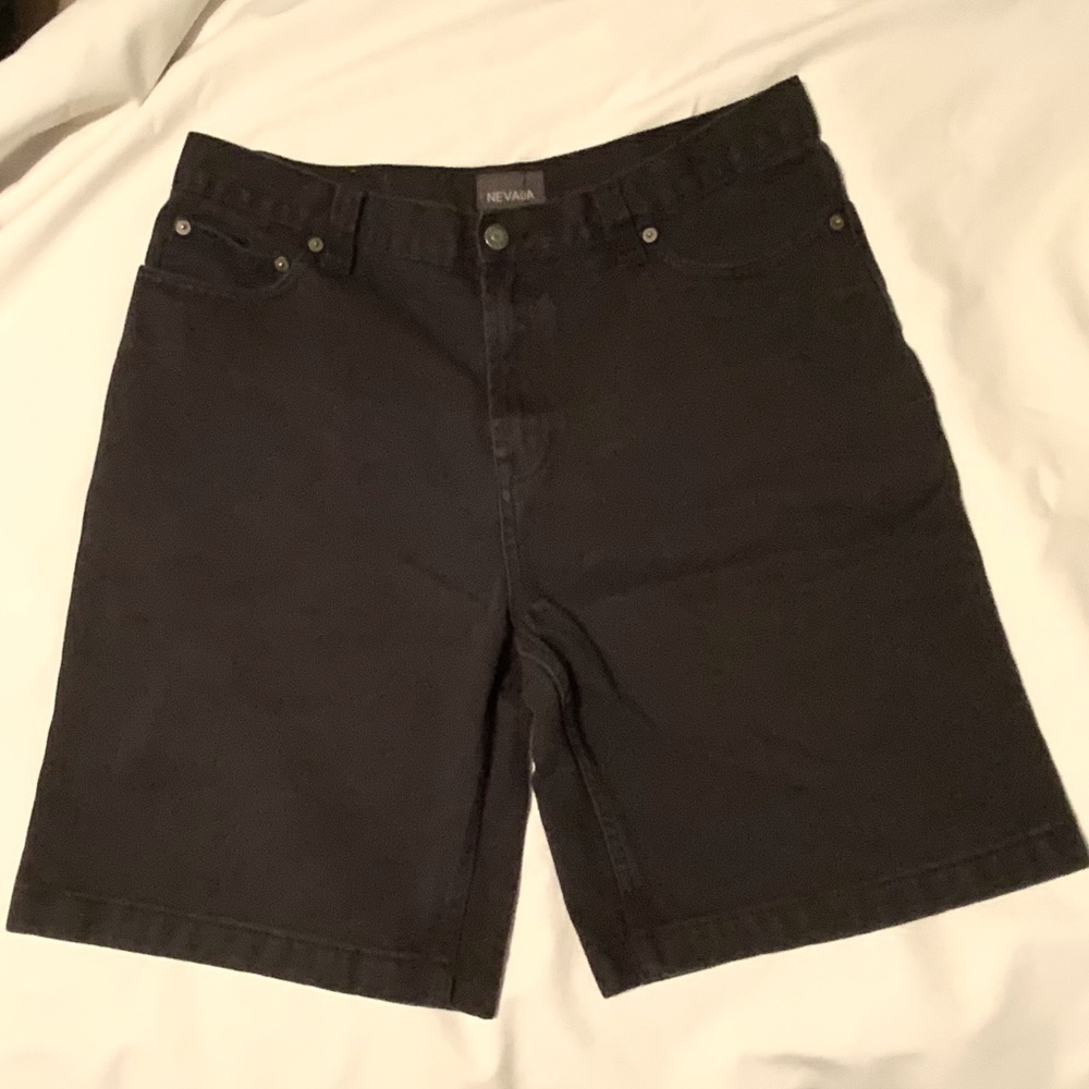 Nevada 100% Cotton Black Denim Jean Shorts (34)